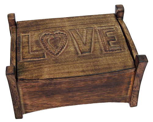 Mango Wood Love Design Jewellery Box